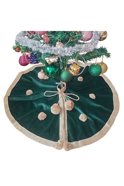 MODA NUR Christmas Tree Underlay, Pine Tree Foot Carpet Cover, Green Color, Velvet, 60 cm