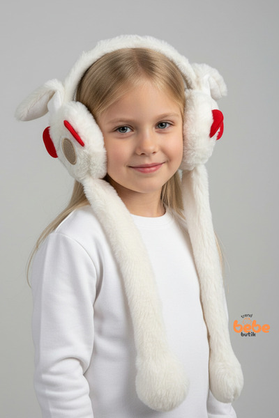 Trend Bebe Butik Oynar Kulaklı Sesli Tavşan Peluş Kulaklık, Hareketli Sevimli...