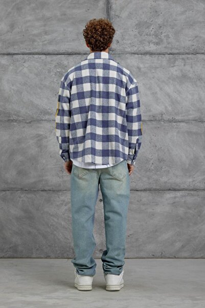 NOMARC Μωβ πουκάμισο με κέντημα με λαβή Nmrc, μεγάλου μεγέθους