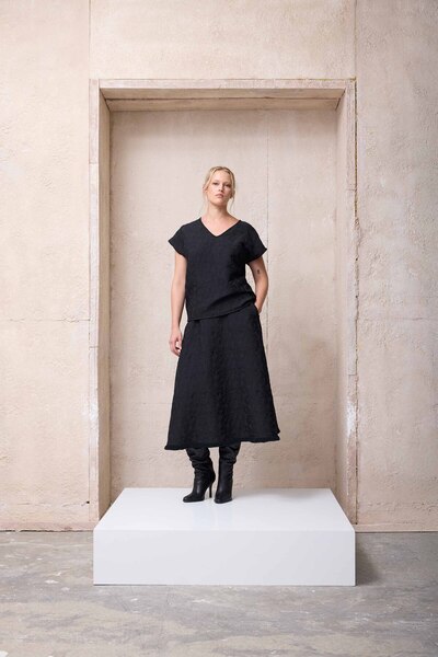 LUOKK ASTE Püskül Detaylı Midi Etek Siyah