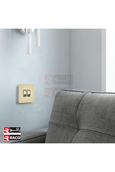 Raco Schneider Screwless Flat Plate Double Rocker 2-Way Light Switch (Pack of 2) - Brass