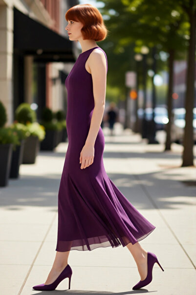 PayBuy Γυναικείο βραδινό φόρεμα με αμάνικο μάξι κομμένο σε σχήμα ψαριού, με ε...