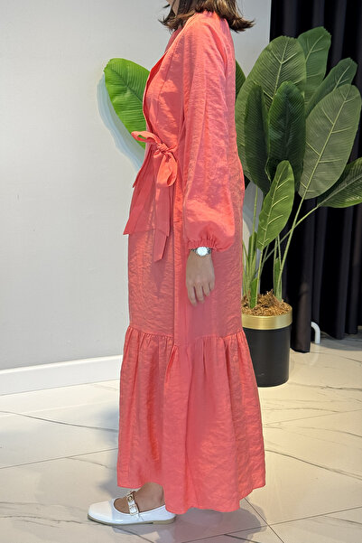 Ceremony Side Tie Cupra Dress 5788 Coral