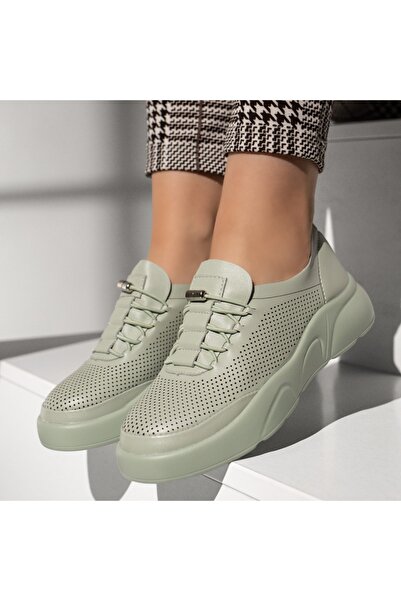 Modlet.ro Дамски ежедневни обувки в зелено с еластични връзки MOD13365