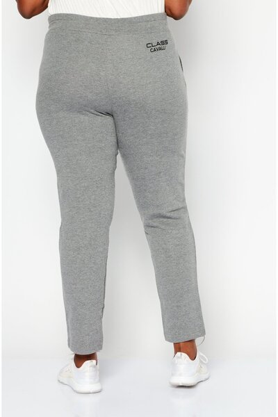 Cavalli Class Women Sportswear Fit Drawstring Brand Logo Pull On Sweatpants, Grey