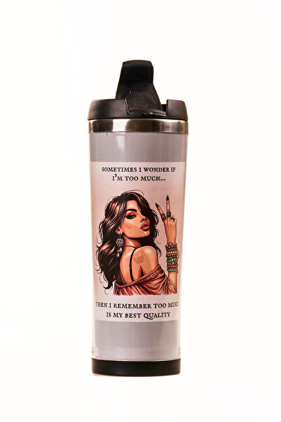 MUKKO HOME 360 ml Steel Thermos Mug – Coffee Lady Design, Steel Inner Chamber, Hot & Cold Beverage Cup