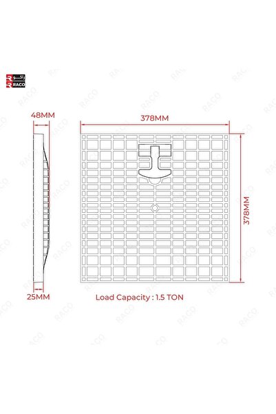 Raco Manhole Cover with Handle & Frame Plastic Gully Grate 40 x 40 cm