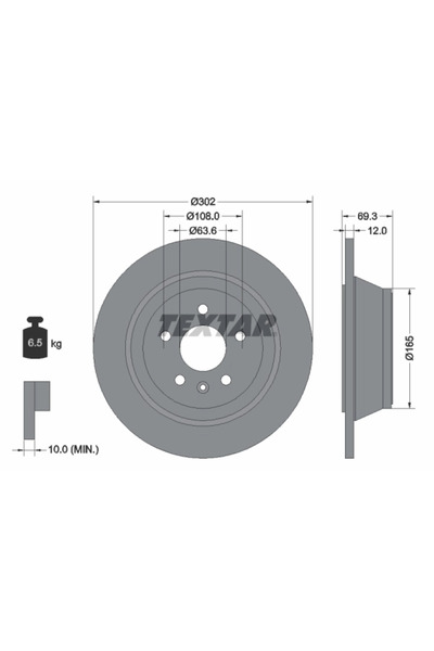TEXTAR Disc Frana Volvo S80 2/V70 3/XC70 2