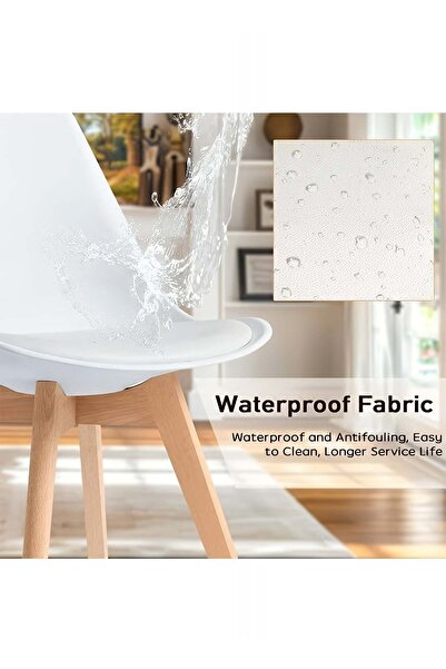 Taimi 5-Piece Dining Set, Modern Rectangular Table | 120x80x73cm with 4 Elegant Soft Padded White Chairs