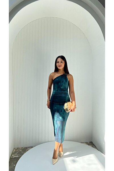 MY GRS TEK OMUZ BROŞ DETAYLI ELBİSE