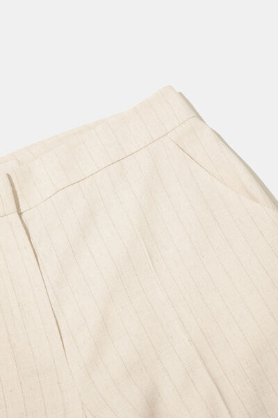 W Collection Ekru Striped Linen Mixed Pants