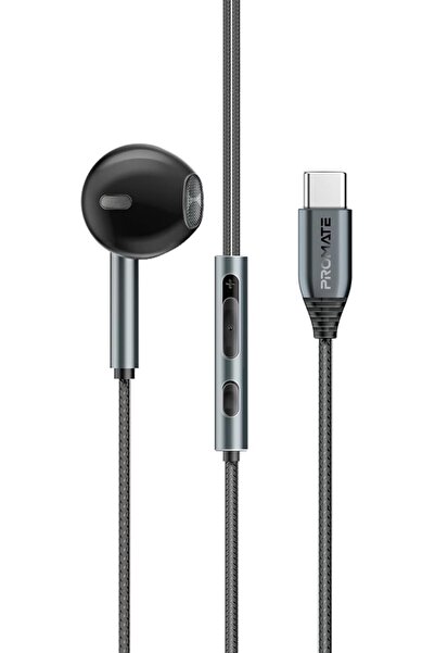 Promate سماعة أذن سلكية أحادية USB-C مع خاصية إلغاء الضوضاء ENC ومحرك 14 مم (...