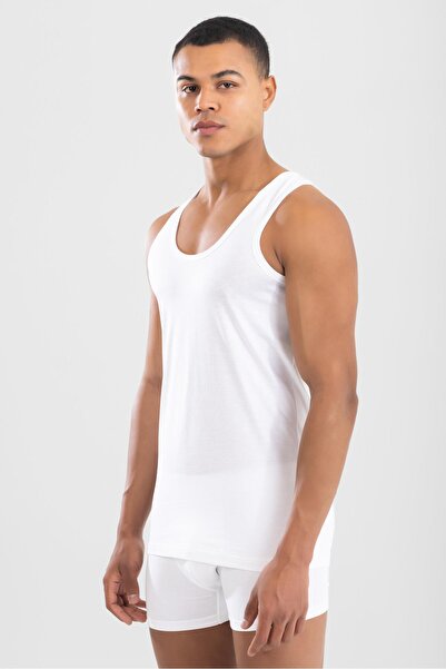 BAYKAR قميص داخلي سادة كلاسيكي كلاسيكي للرجال باللون الأبيض