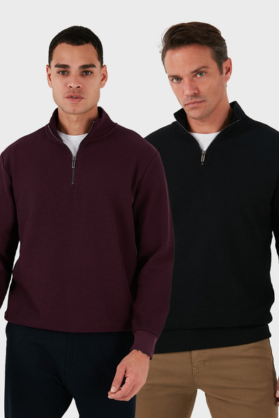 Buratti Polo din bumbac Regular Fit cu guler înalt și fermoar pe jumătate Pac...