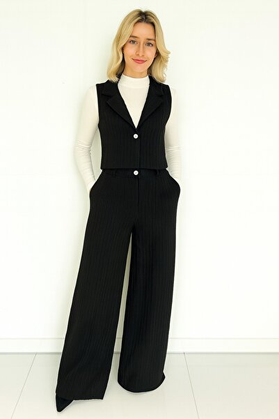 mj style Women's Knitted Fabric Vest Pants Two-Piece Set