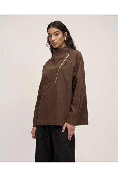 QOOQ STORE FERMUARLI BLUZ KAHVERENGİ