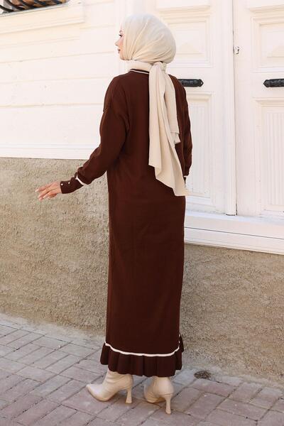 Missvalle Cuff Stone Detailed Knitwear Dress Brown 6150