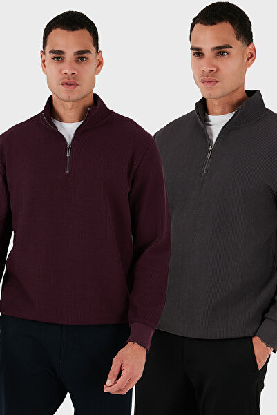 Buratti قطن ذو قصة عادية ونصف سحاب ياقة مرتفعة متوسطة الطول عبوة من قطعتين سو...