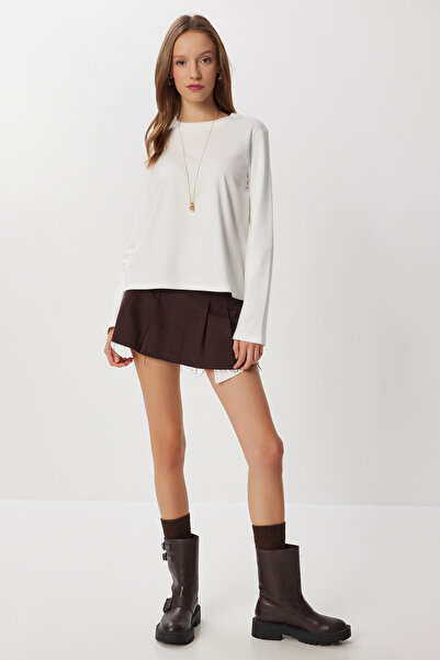 Lovelyİstanbul Βασική πλεκτή μπλούζα από βαμβάκι LUB0271 ECRU