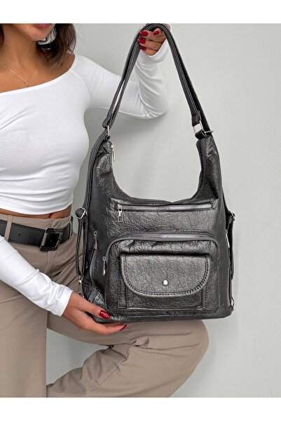 KIRASE New Model with Cover, High Quality Soft Leather, Multi-Sectioned, Large Size Backpack and Shoulder Bag