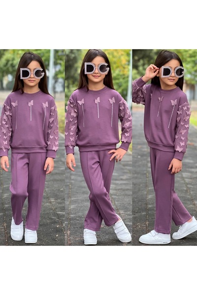 ALPİDS Special Fabric Butterfly Stone Printed Girls Tracksuit Set