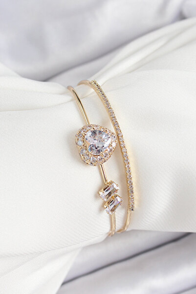 Skygo Brass Gold Color Heart Zircon Stone Women's Bracelet - Tj-Bb7061