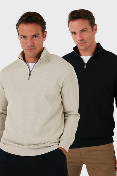 Buratti Polo din bumbac Regular Fit cu guler înalt și fermoar pe jumătate Pac...