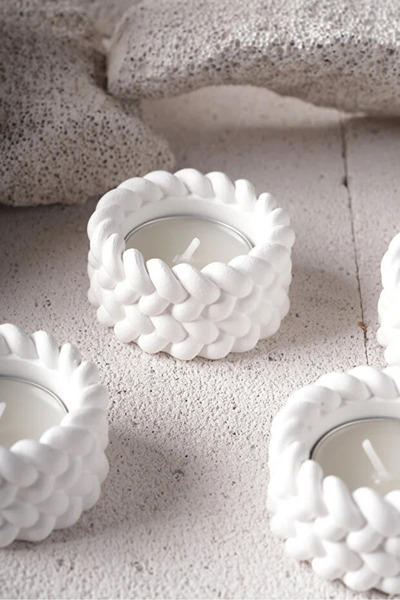 BlackHome Dekoratif Örgü Desenli Mumluk Seti 10'Lu Set Kına Söz Hediyelik