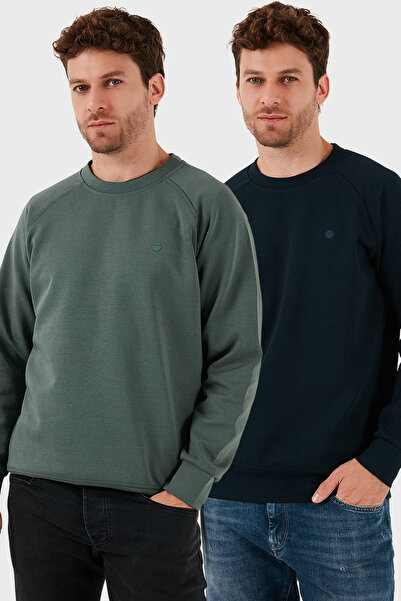 Buratti Bumbac elastic croi relaxat guler rotund Pachet de 2 Sweat pentru băr...