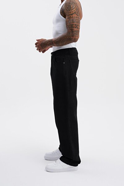 Machinist Jeans baggy relaxați pentru bărbați Pantaloni negri