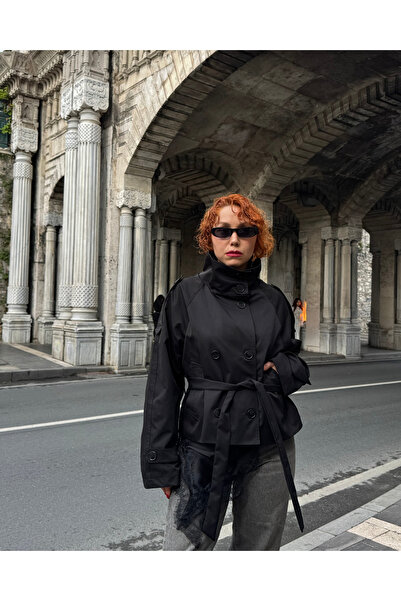 Bak'ap Преміум-короткий тренч з високим коміром і зав'язками