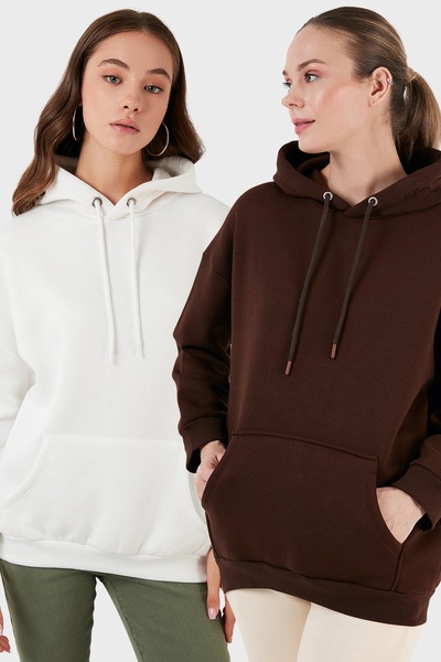 Lela Regular Fit Cotton με κουκούλα Collar επένδυση fleece Winter Pack of 2 Sweat SWEAT 5863854S2