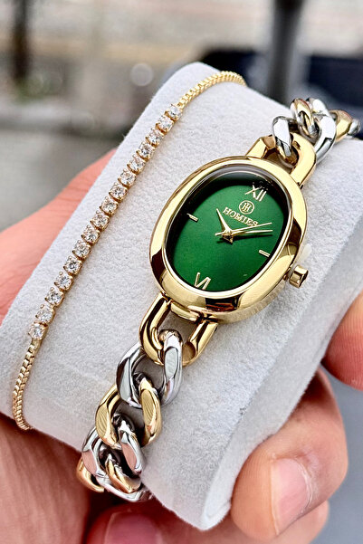 Homies Women's Wristwatch with Chain Steel Band Small Case Gift Box Bracelet Gift.Hmzk9747341