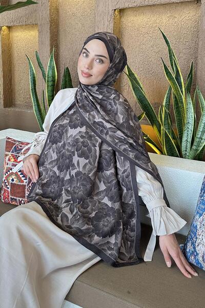 lamelif Lotus Desen Bambu Şal Acı Kahverengi