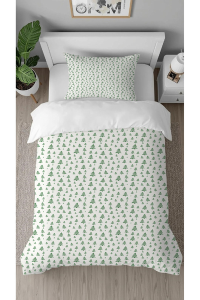 GREENDECOR Set de lenjerie de pat elegant, cu model de pădure naturală, cu pi...