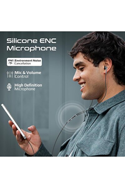 Promate Laxi-S USB-C Wired Earphones with ENC Mic, 14mm Drivers (Black)