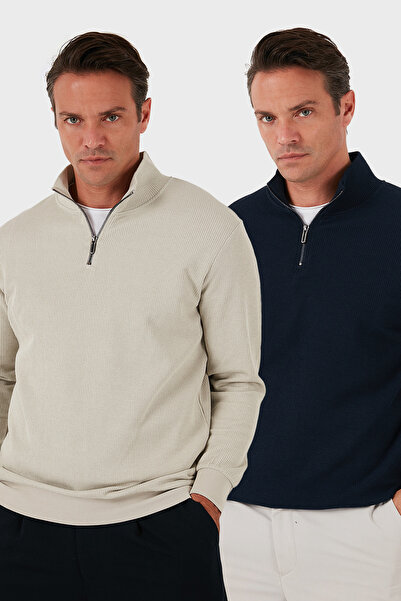 Buratti Polo din bumbac Regular Fit cu guler înalt și fermoar pe jumătate Pac...