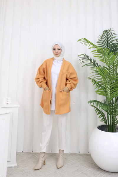 MİSS M.A.T FASHİON Booklet Fabric Standard Size Casual Pocket Cardigan