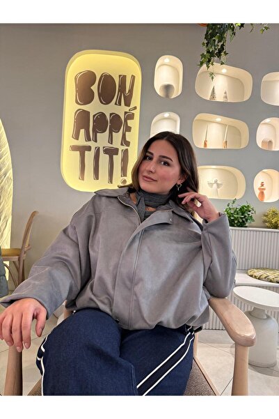 derrymore Suede Oversized Lux Soft Bomber Jacket