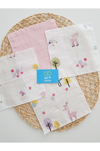 artıbebe Ceylanlı 7-Pack Muslin Mouth Cloth 100% Cotton Soft Absorbent |   Newborn Mouth Wipes