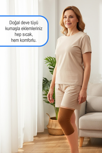 modalarge 2 ADET Termal Yün Dizlik Deve Tüyü Diz Korsesi Isı Terapisiyle Soğuk Havaya Karşı Koruyucu Dizlik