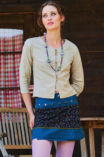 Los banditos Χειμερινή μπλούζα με λαιμόκοψη με μισό μανίκι και λεπτομέρεια με κουμπιά