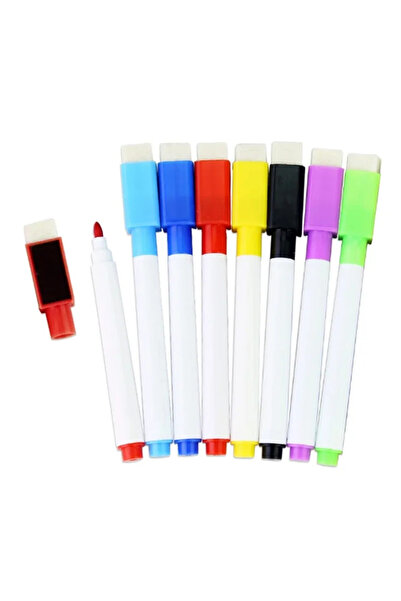 zola Set of 16 magnetic board markers, with eraser sponges and magnet, multicoloured, 11.5 x 1.2 cm