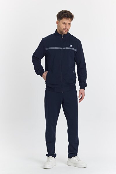 Marco Ferry Men's Cotton Full Zip Tracksuit Navy Blue 201462-L