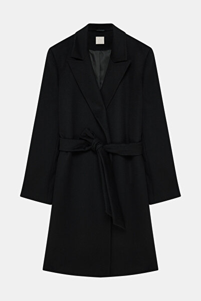 W Collection Black Wool Cashmere Coat