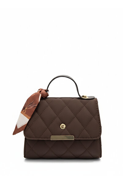 FREE MARKA Brown Women's Bag with Chain Strap, Small Size