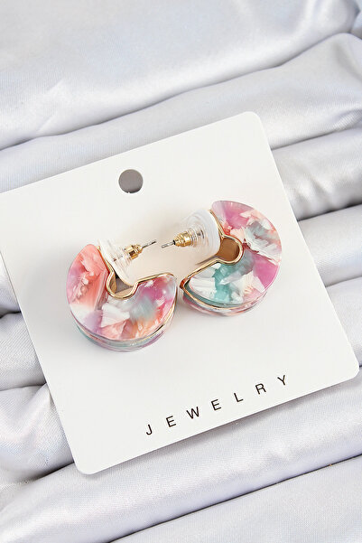 Skygo Brass Marble Pattern Vintage Half Ring Model Gold Color Women's Earrings - Tj-Bkp10763