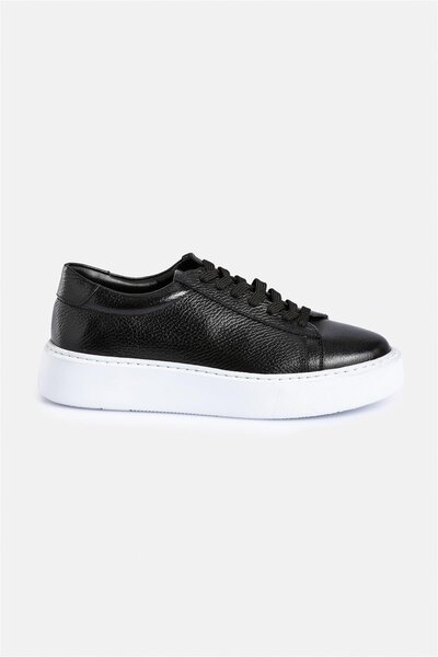 Back And Bond 100% Leather Thermo Sole Black-White Men's Sneaker Shoes