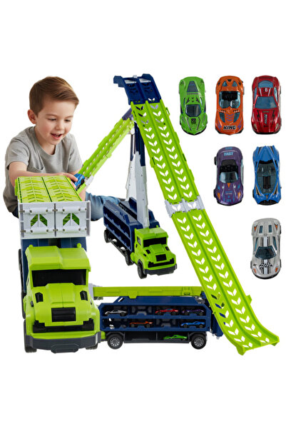 zola Set de joaca camion transportator cu pista de lansare,6 masinute metalic...