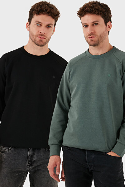 Buratti Bumbac elastic croi relaxat guler rotund Pachet de 2 Sweat pentru băr...